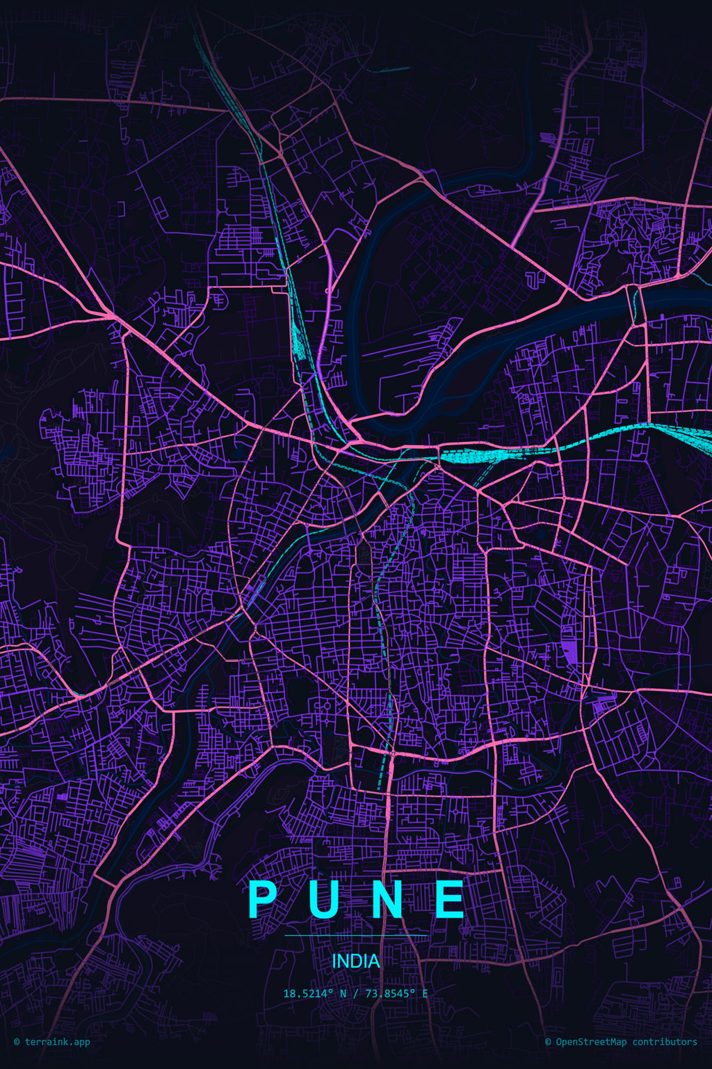 Pune City Map Poster