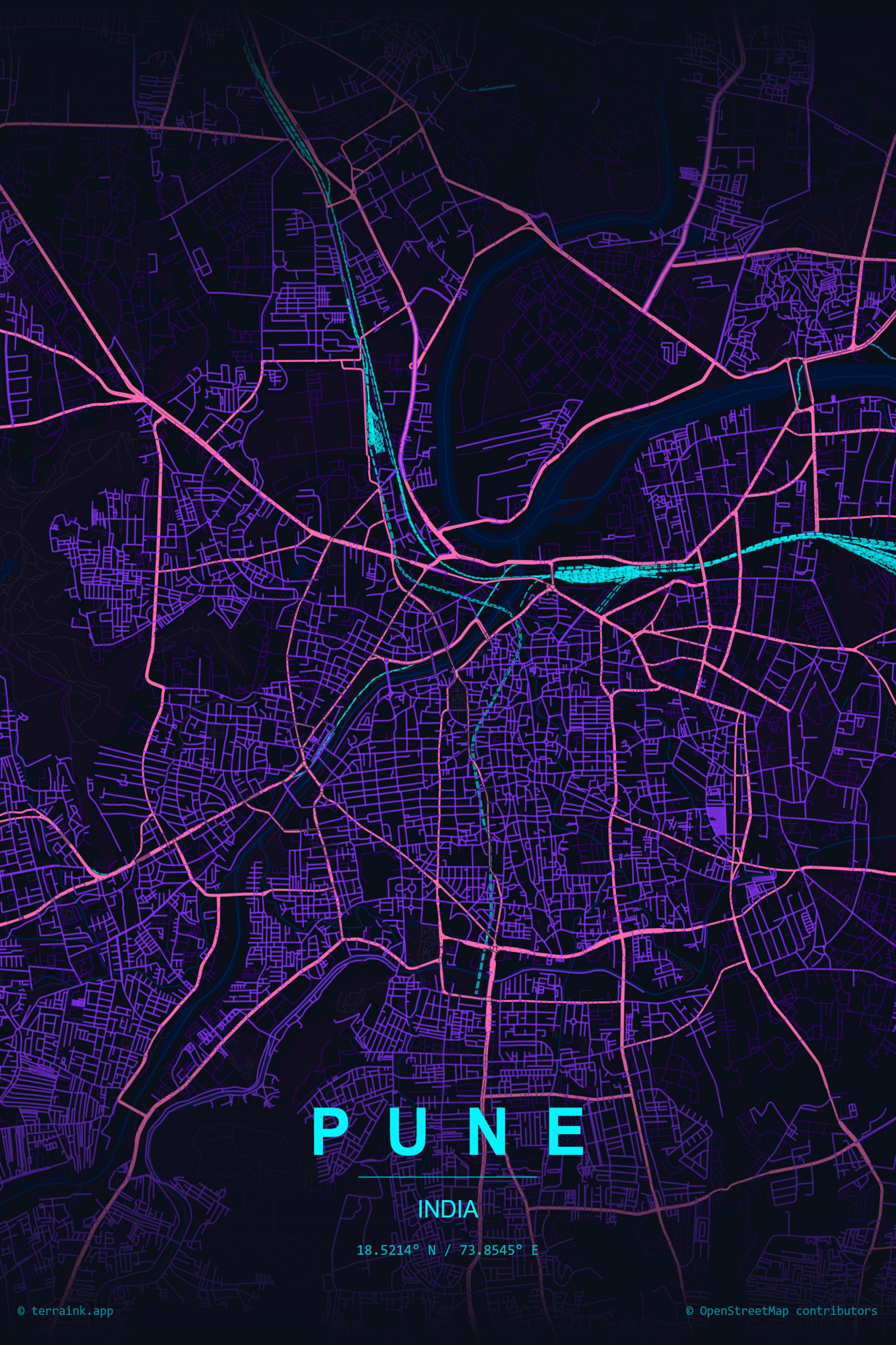 Pune City Map Poster