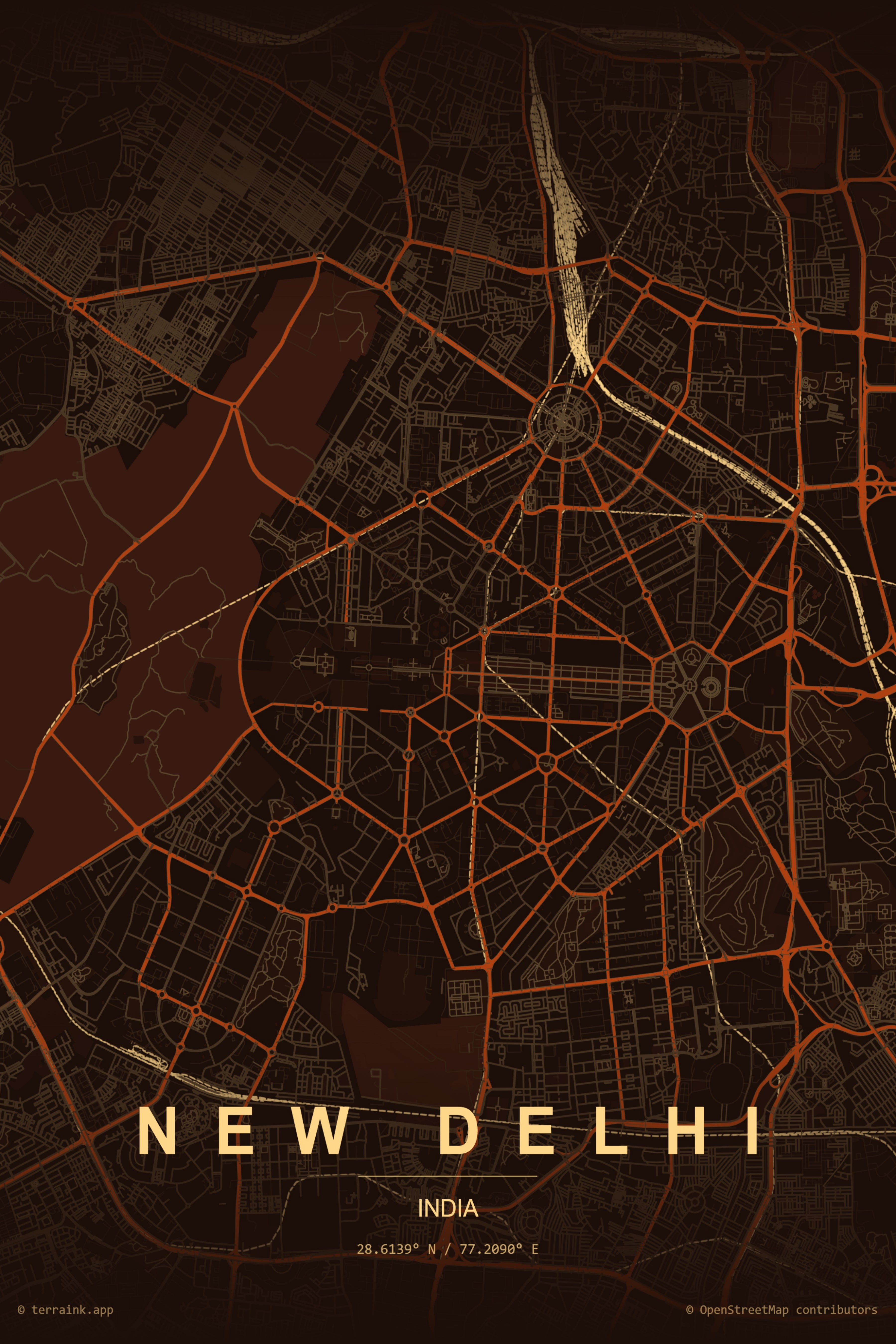 New Delhi Map Poster