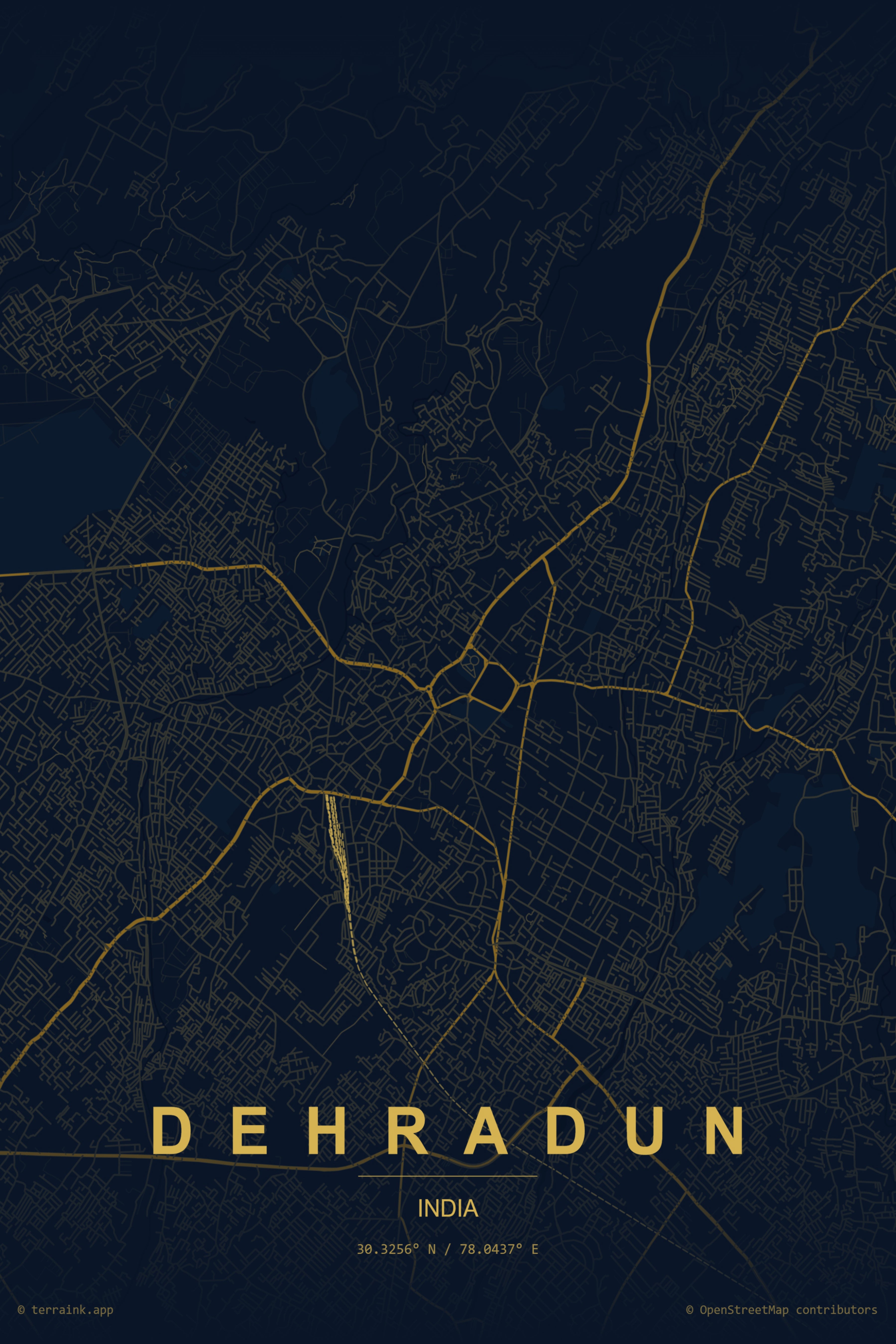Dehradun Map Poster